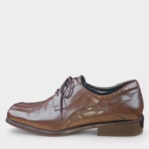 Giorgio Brutini Leather Dress Shoes Mens 9 Brown Oxfords Square Toe Lace Up